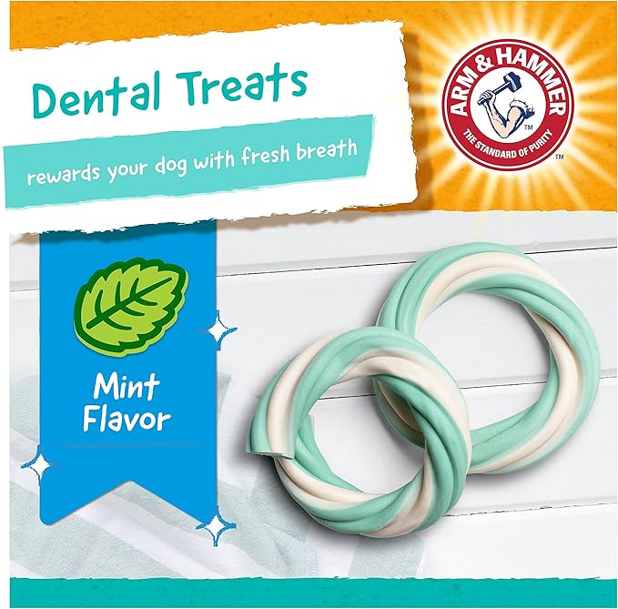 Arm & Hammer for Pets Ringers Fresh Breath Dental Treats for Dogs, Value Pack, 32 Pcs | Dog Dental Chews Fight Bad Dog Breath, Plaque & Tartar Without Brushing | With Baking Soda