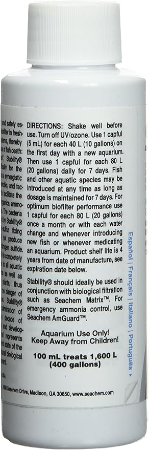 Seachem Stability Fish Tank Stabilizer - For Freshwater and Marine Aquariums 100ml
