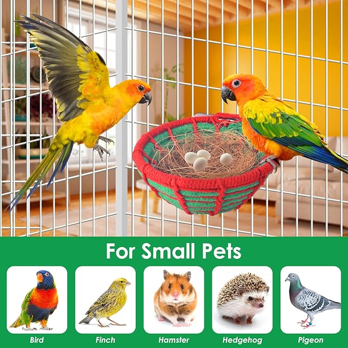 KATUMO Bird Nest, Cockatiel Breeding Nest Parakeet Bed with Natural Coconut Fiber Bedding for Budgie, Parakeet, Cockatiel, Conure, Lovebird, Canary, Finch, Small Birds
