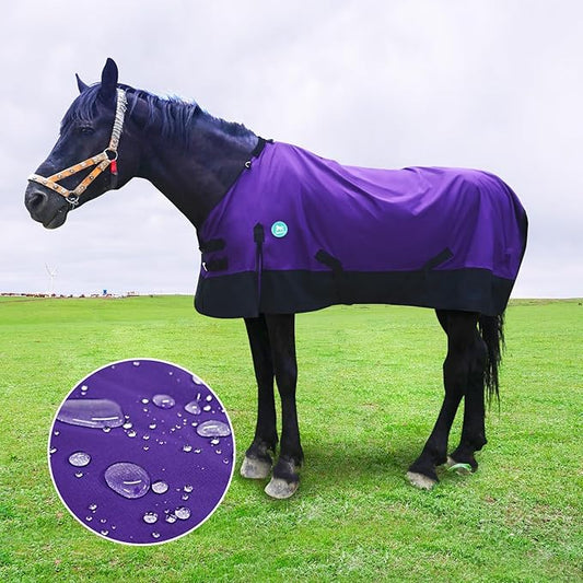 Waterproof and Breathable Horse Sheet|Horse Blankets for Real Horses|Adjustable with Tail Rainy Day Choices for Horses(78", Purple)