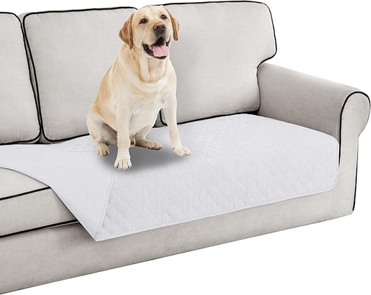 Easy-Going 100% Waterproof Dog Bed Cover Reversible Leak Proof Couch Cover Washable Sofa Cover Furniture Protector Blanket for Pets Kids Children Dog Cat (30x70 Inch, White/White)