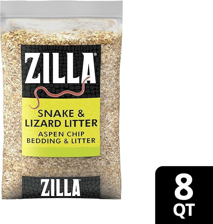 Zilla Snake and Lizard Litter Substrate, Made with Aspen Chips, Ultra Absorbent Bedding, Easy to Clean, 8 Quarts