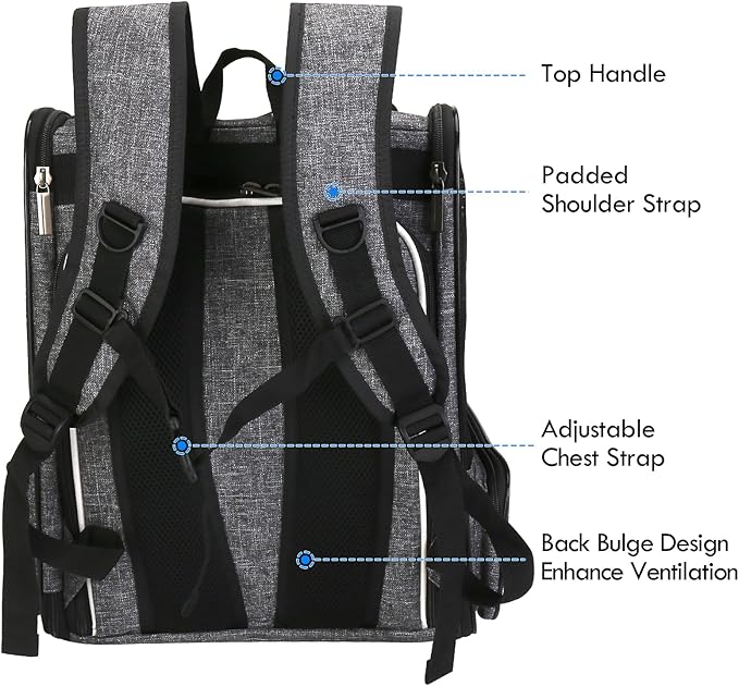 Cat Carrier Expandable Backpack, Airline Approved Pet Carriers for Small Dogs, Large Cat Bag Carrier, Foldable Collapsible Travel Bookbag for Carrying Cats Puppy Kitten Bunny Bird Chicken (Black)