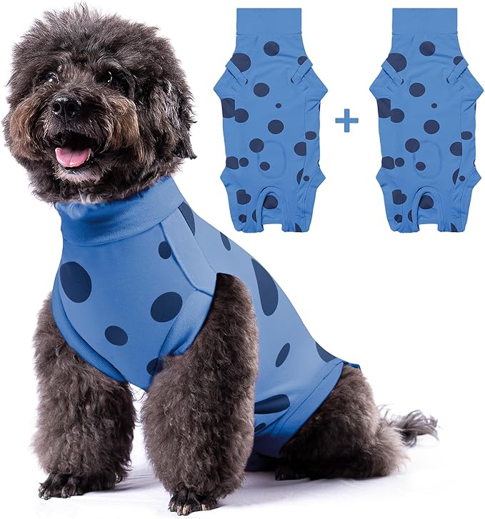 2 Packs Dog Recovery Suit Female Male, Blue+Blue, S