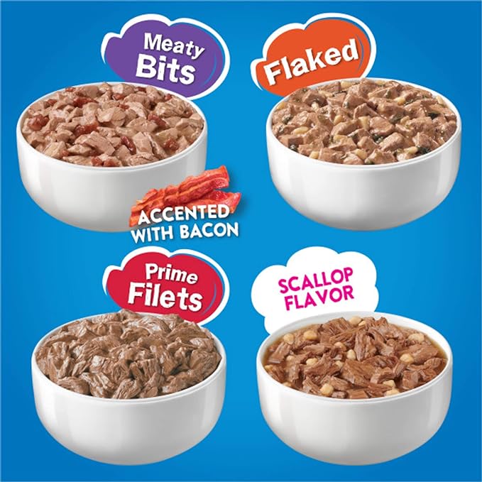 Purina Friskies Wet Cat Food Variety Pack, Oceans of Delight Flaked & Prime Filets - 5.5 oz. Cans (Pack of 40)