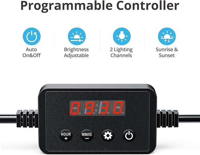 NICREW ClassicLED Plus LED Aquarium Light with Timer, 10 Watts, for 12 to 18 Inch Fish Tank Light, Daylight and Moonlight Cycle, Brightness Adjustable
