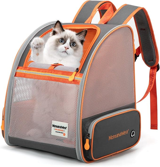 Montana West Cat Carrier Backpack for Small Medium Dog & Puppies with Breathable Mesh for Hiking Camping Backpack Travel Bag