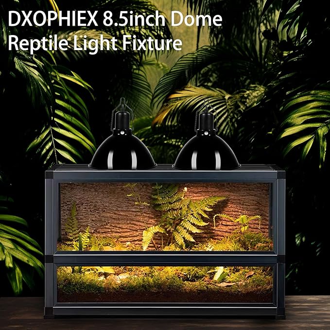 8.5inch Dome Reptile Heat Lamp Reptile Light Fixture UVB Reptile Light Fixture Max 150W for Bearded Dragon, Turtles, Snake and Lizard Terrarium