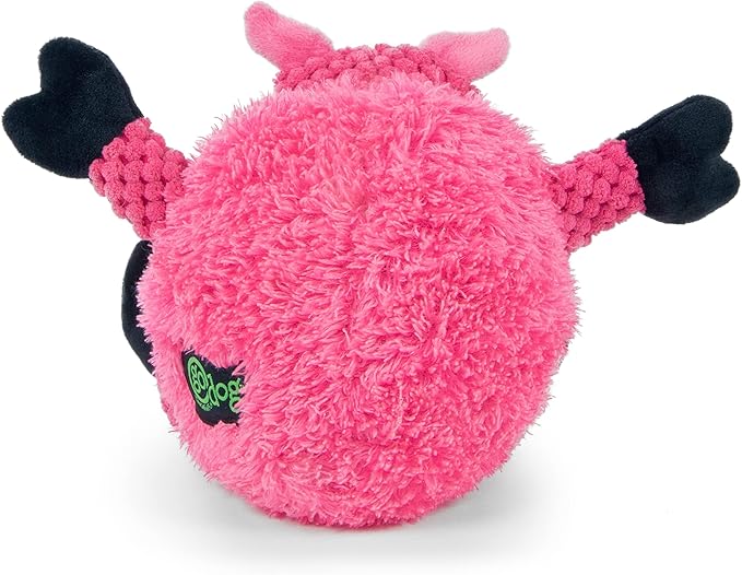 goDog Checkers Sitting Pig Squeaky Plush Dog Toy, Chew Guard Technology - Pink, Small