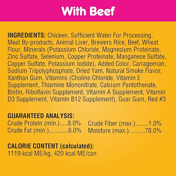 PEDIGREE CHOPPED GROUND DINNER Adult Canned Soft Wet Dog Food Variety Pack, with Chicken and with Beef, 13.2 oz. Cans (Pack of 12)