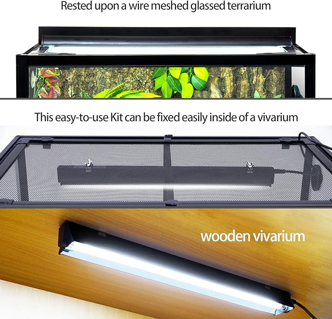 REPTI ZOO T5 HO UVB Lighting Combo Kit with Timer, Reptile Light Fixture Terrarium Hood Comes with Desert 10.0 UVB T5 Lamp Bulb (54W)