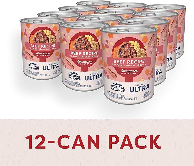 Natural Balance Ultra Premium Wet Dog Food, Beef Formula with Potatoes, Carrots & Brown Rice, 13 Ounce Can (Pack of 12)