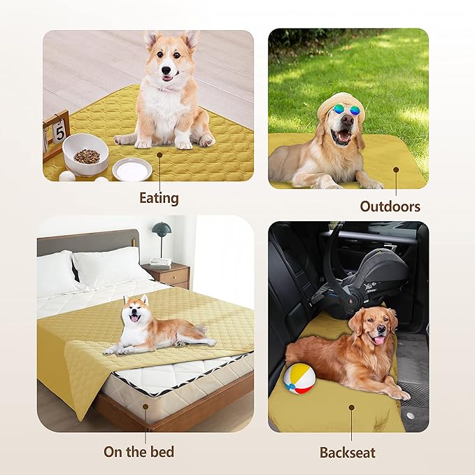 gogobunny 100% Double-Sided Waterproof Dog Bed Cover Pet Blanket Sofa Couch Furniture Protector for Puppy Large Dog Cat, Reversible (40x50 Inch (Pack of 1), Dark Yellow/Light Yellow)