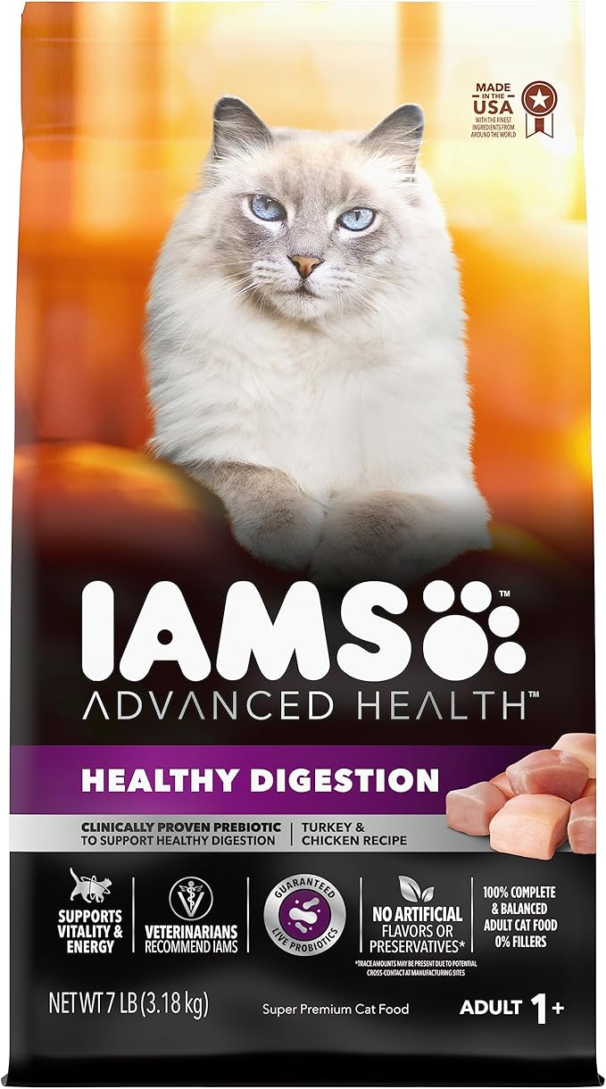 IAMS Advanced Health Healthy Digestion Turkey and Chicken Recipe Adult Dry Cat Food, 7 lb. Bag