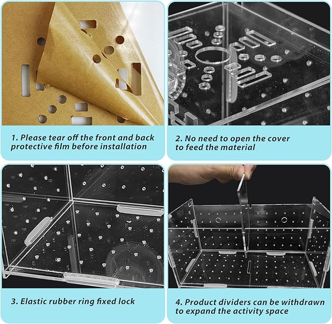 PINVNBY Acrylic Fish Breeding Box，Guppy breeding Box Acrylic Fish Isolation Box Aquarium Incubator with Suction Cups for Guppy Shrimp Small Baby Fishes（3.9 * 3.9 * 3.9 in）
