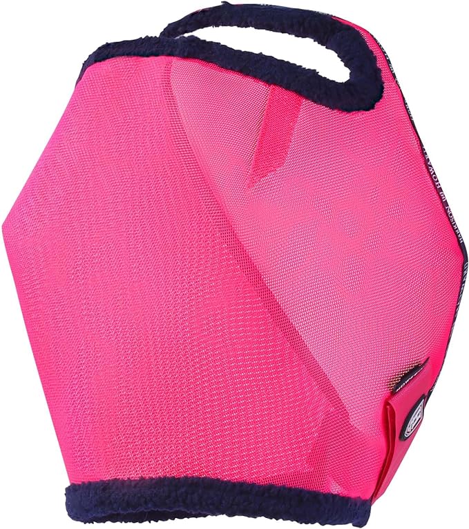 Harrison Howard All Round Mesh Horse Fly Mask UV Protective with Fleece Padded Edging Magenta L