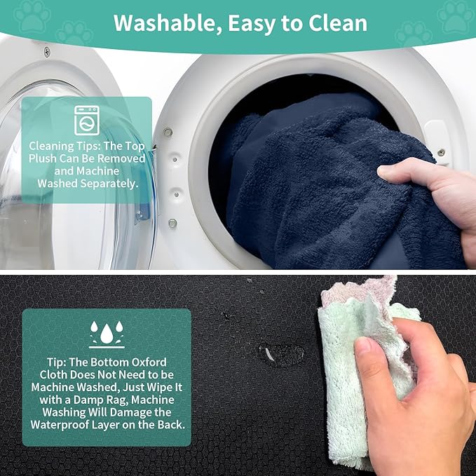 Dog Bed Covers Replacement Washable, 30Lx20Wx4H Inch Waterproof Dog Bed Covers Soft Plush Replacement with Zipper, Removable Cover & Anti-Slip Bottom for for Dog/Cat, Cover Only