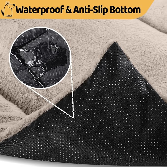 Dog Bed Mat, Washable Dog Crate Pad Ultra Soft & Anti-Slip Medium Dog Bed Fit Dog Crates & Kennels, Suitable for Dogs Up to 35 lbs, 30" x 20", Brown