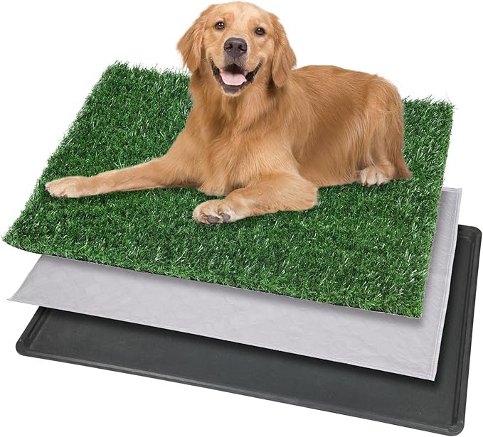 Dog Grass Large Patch Potty, Artificial Dog Grass Bathroom Turf for Pet Training, Washable Puppy Pee Pad, Perfect Indoor/Outdoor Portable Potty Pet Loo (Tray 26.8“x40.8‘’)