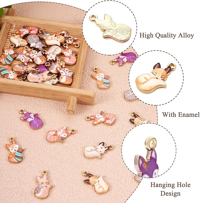 Enamel Animal Theme Charm Flower Cattle Head Cat Butterfly Fox Tortoise Charms Pendants for Earring Necklace Bracelet Keychain Jewelry Craft Making