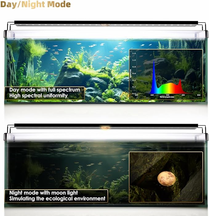 Aquarium Light, LED Full Spectrum Freshwater Aquarium Lights, Daylight/Moonlight Mode and infinitely dimmable, Fish Tank Light with Timer and Auto ON/Off (24-29 in)