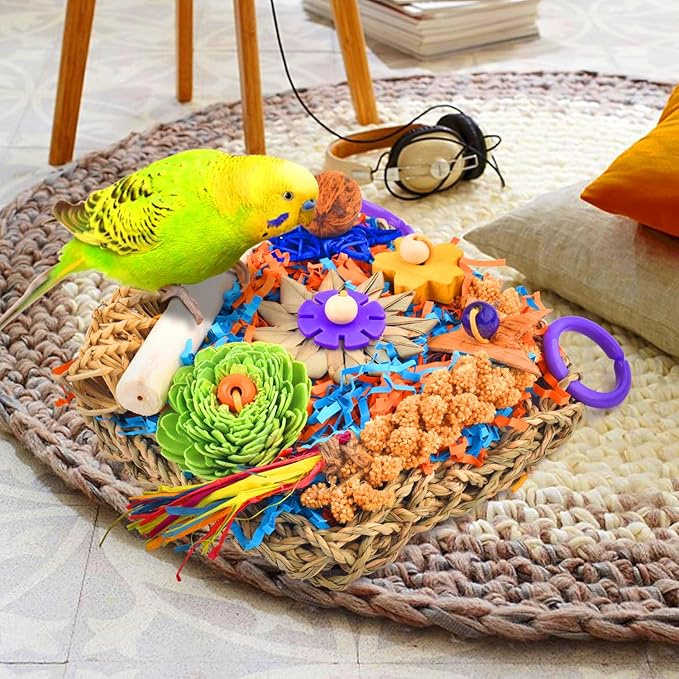 KATUMO Bird Toys, Parakeet Toys Cockatiel Foraging Toys Conure Shredder Toys for Parakeet Cockatiel Conure Lovebird Budgie Bird Cage Toys