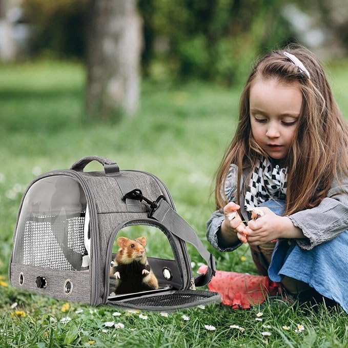 Bird Travel Carrier with Perch Parakeet Backpack Carriers with Stainless Steel Plate Portable Pet Carrier Bag for Bird Cage Accessories Transparent Travel Carrier Cage for Budgie Conure Cockatiel