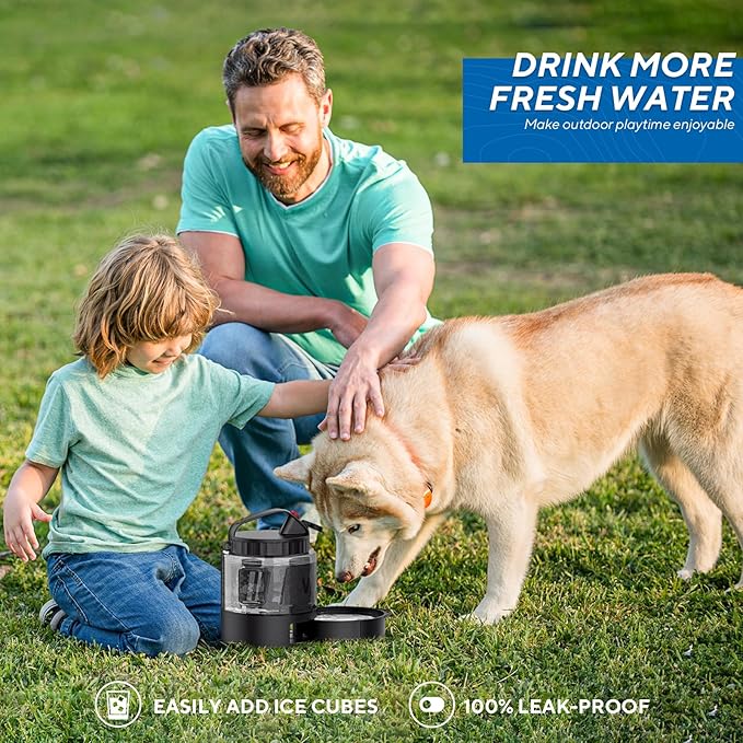 Dog Water Bowl Dispenser,Dog Water Bowl Travel for Hiking Dog Park Camping,56OZ Dog Water Dispenser with Pull-Out Travel Water Bowl for Dogs Travel Water Bowl Dispenser Pet Dog Water Bottle,BPA Free