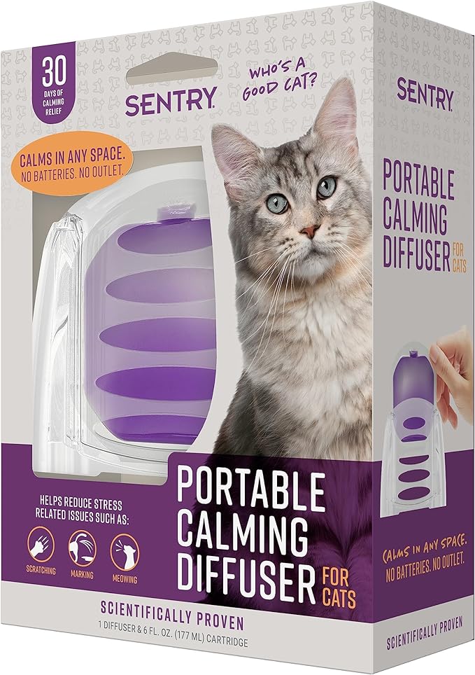 Sentry Behavior Portable Calming Diffuser for Cats, Reduces Stress and Bad Behavior with Calming Pheromones, Easy-to-use Portable Design, 30 Day Release