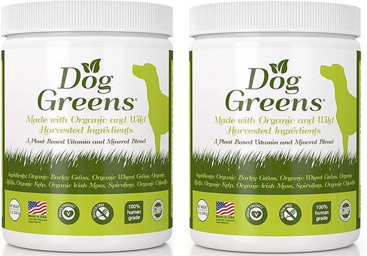 Organic Dog Multivitamin Supplement (12 oz) | Dog Greens Powder - Human Grade Superfoods, adds Essential Vitamins & Minerals to Balance a Homemade Diet, Kibble, Vegan or Raw Food (2 Pack)