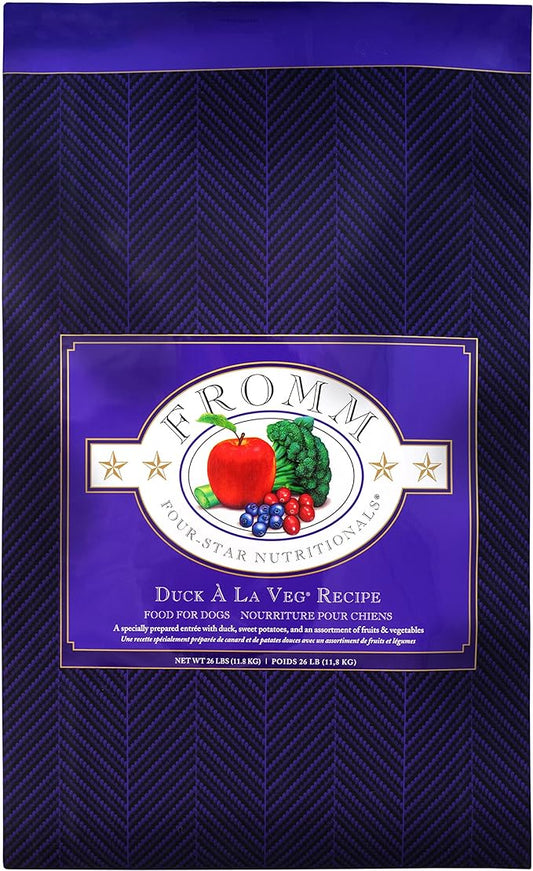 Fromm Four-Star Nutritionals Duck A La Veg Dog Food - Premium Dry Dog Food - Duck Recipe - 26 lb