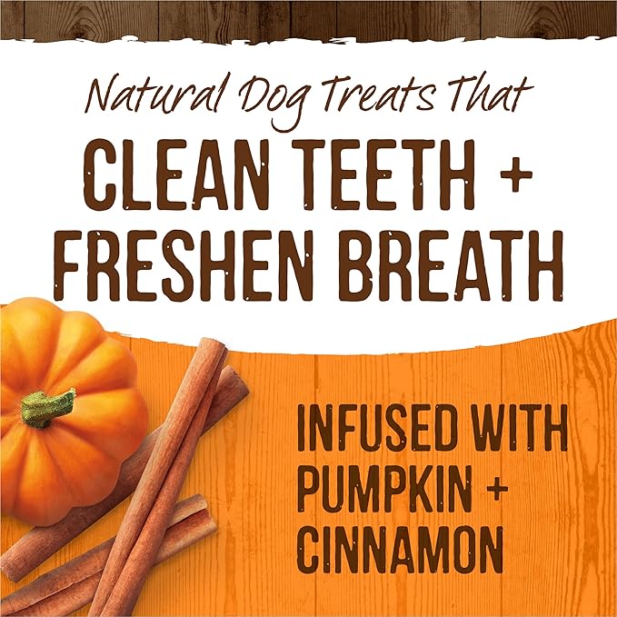 Merrick Fresh Kisses Natural Dental Chews, Treats Infused with Pumpkin and Cinnamon for Medium Dogs 25-50 Lbs - 1.9 lb. Box