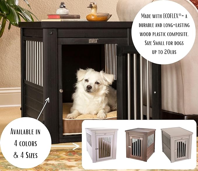 New Age Pet® ECOFLEX® Dog Crate End Table - Furniture-Style Pet Crate for Crate Trained Dogs - Stainless Steel Tubing & a Latched Closure - 10 Year Manufacturer's Warranty