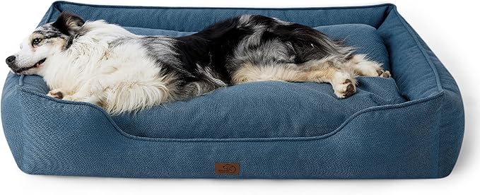 Bedsure Washable Dog Bed for Extra Large Dogs - Waterproof All-Season Foam Dog Beds, Orthopedic Rectangle XL Doggy Beds with Removable Zipper Cover, 42x30x10inches, Blue
