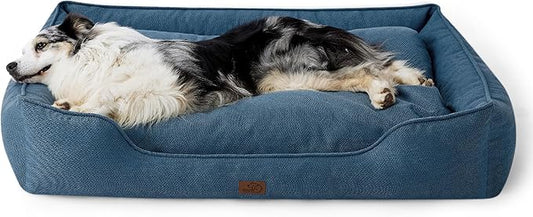 Bedsure Washable Dog Bed for Extra Large Dogs - Waterproof All-Season Foam Dog Beds, Orthopedic Rectangle XL Doggy Beds with Removable Zipper Cover, 42x30x10inches, Blue
