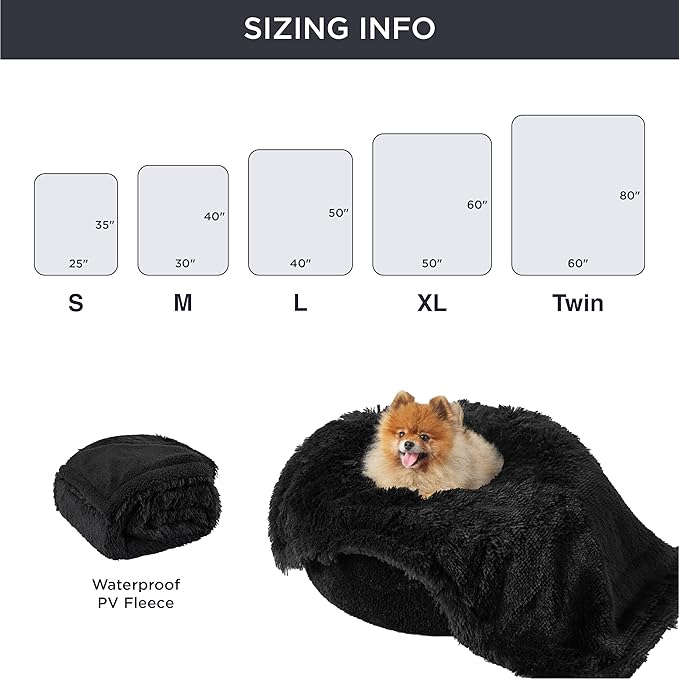 Bedsure Waterproof Dog Blankets for Large Dogs - Calming Cat Blanket for Bed Couch Protector Washable, Long Faux Fur Pet Throw Blanket for Puppy, Reversible Furniture Protection, 60"x80", Black