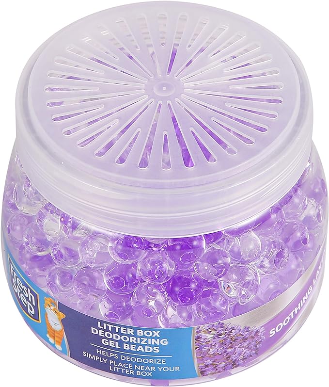 Fresh Step Litter Box Deodorizing Gel Beads in Soothing Lavender Scent | Deodorizing Gel Beads Air Freshener for Pet Smells from Litter Box | 12 oz Pet Odor Eliminating Gel Beads to Freshen Air