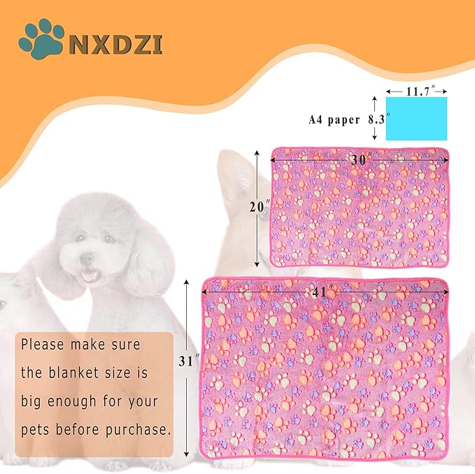 Dog Blankets for Large Dogs, 3 Pack Dog Blanket Washable 41" x 31", Fuzzy Soft Pet Mat Throw Cover for Kennel Crate Bed, Cute Paw Pattern,Waterproof Cat Blanket, Blankets for Dogs, Pet Blanket