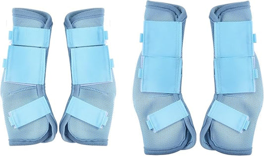 Horse Fly Boots - Fly Horse Boots Perfect for Equine Leg Wraps and Maximum Horse Fly Protection Set of 4 (Light Blue, Pony)