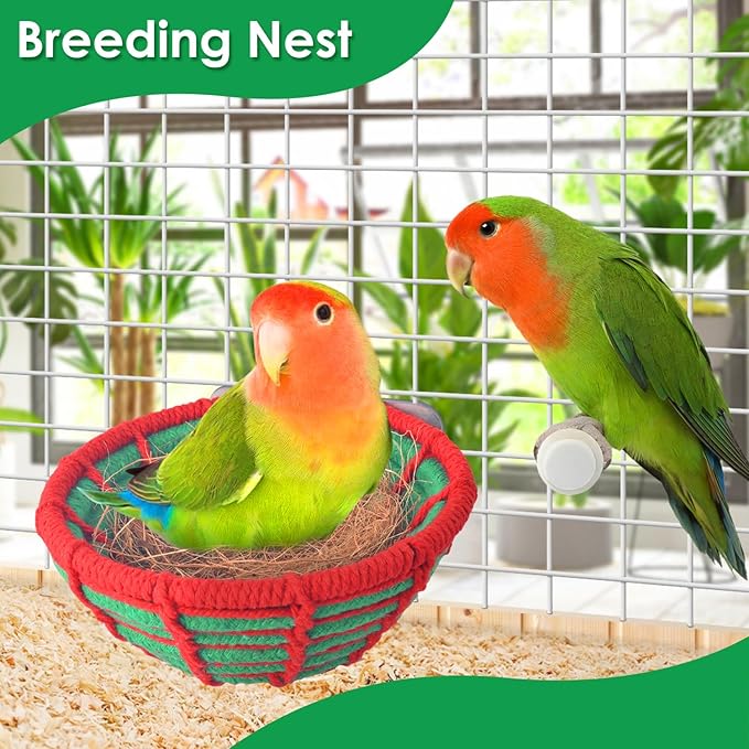 KATUMO Bird Nest, Cockatiel Breeding Nest Parakeet Bed with Natural Coconut Fiber Bedding for Budgie, Parakeet, Cockatiel, Conure, Lovebird, Canary, Finch, Small Birds