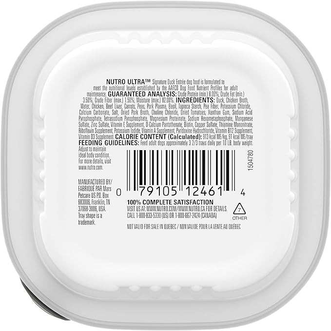 NUTRO ULTRA Grain Free Adult Soft Wet Dog Food Filets in Gravy Signature Duck Entrée With Spring Vegetables and a Hint of Basil, 3.5 oz. Trays, Pack of 24