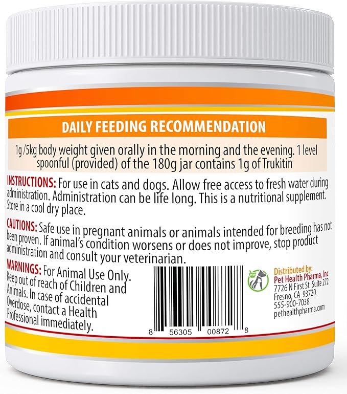 Trukitin Chitosin Based Phosphate Binder for Cats & Dogs – All Natural Human Grade Ingredients for Renal Support Supplement with Calcium Carbonate Oral Powder (Made in U.S.A)