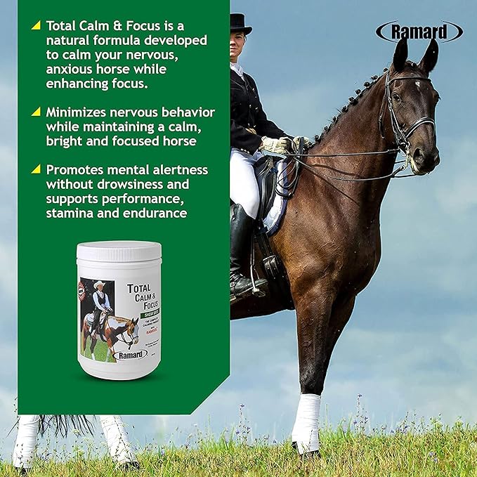 Total Calm and Focus for Horses Supplement - Magnesium & Calming Formula for Horse Show, Training, & Performance Mental Alertness without Drowsiness, Show Safe, Perfect Prep for Horses 1 pack