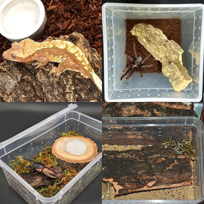 Reptile Bark Bedding,1 LB Natural Cork Bark for Reptiles Flat Cork Wood Terrarium Substrate Tank Supplies for Snake Spiders Bearded Dragons Hermit Crabs Geckos