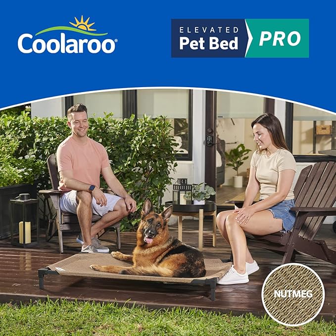 COOLAROO Cooling Elevated Dog Bed PRO Standard, Fits in 48in Crate, Easy Assembly Frame, Nutmeg