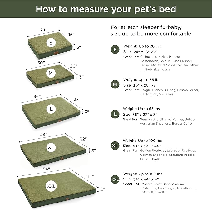 Bedsure Large Dog Beds for Large Dogs - Big Orthopedic Dog Beds with Removable Washable Cover, Egg Crate Foam Pet Bed Mat, Suitable for Dogs Up to 75 lbs, Dark Green