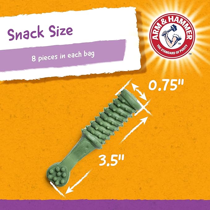 Arm & Hammer for Pets Smilies Dental Chews for Dogs | Dental Chews Fight Bad Dog Breath, Plaque & Tartar Without Brushing | Fresh Mint Flavor, 8 Pieces Dog Dental Treats, 4 Pack