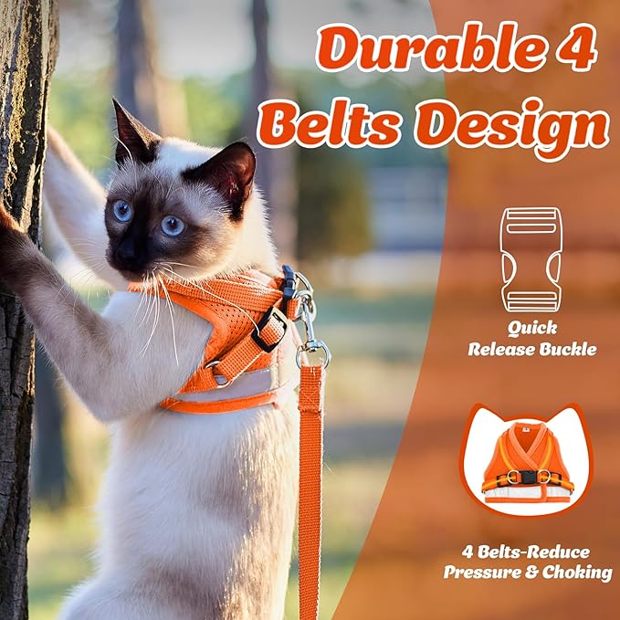 Supet Cat Harness and Leash Set for Walking Cat and Small Dog Harness Soft Mesh Harness Adjustable Cat Vest Harness with Reflective Strap Comfort Fit for Pet Kitten Puppy Rabbit