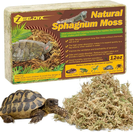 ZeeDix 12OZ Sphagnum Moss for Reptiles, 20QT Premium Dried Moss for Terrarium Long Fibered Leopard Gecko Moss Natural Sphagnum Peat Moss Bedding for Frogs Anoles Snake Turtle Plants