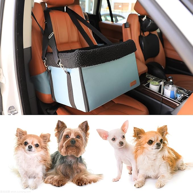 Apollo Walker Dog Car Seats Dog Booster Seat with Removable Fleece Liner Foldable Design for Small Pets(Blue)